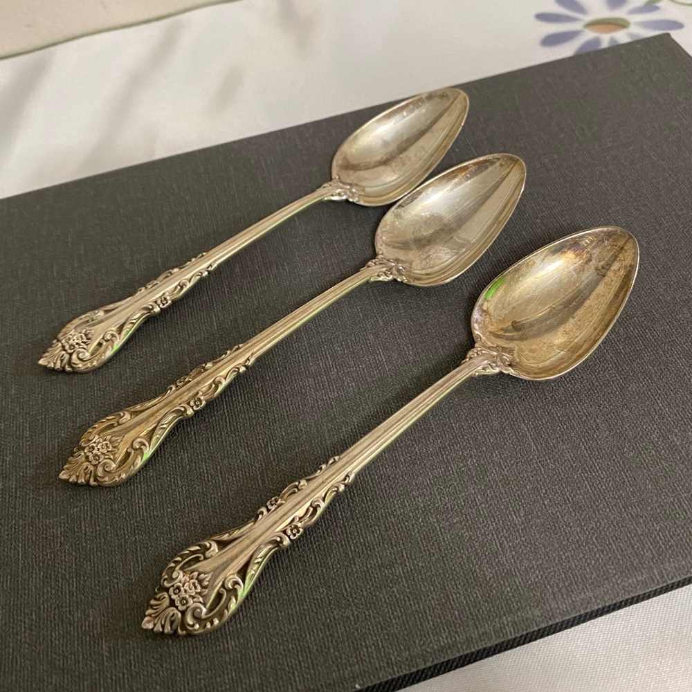 Antique International Sterling Silver 3 piece Fancy Serving Spoons